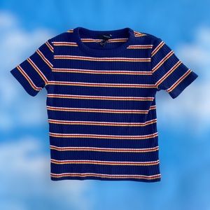 Forever 21 Striped Short Sleeve Rib Top